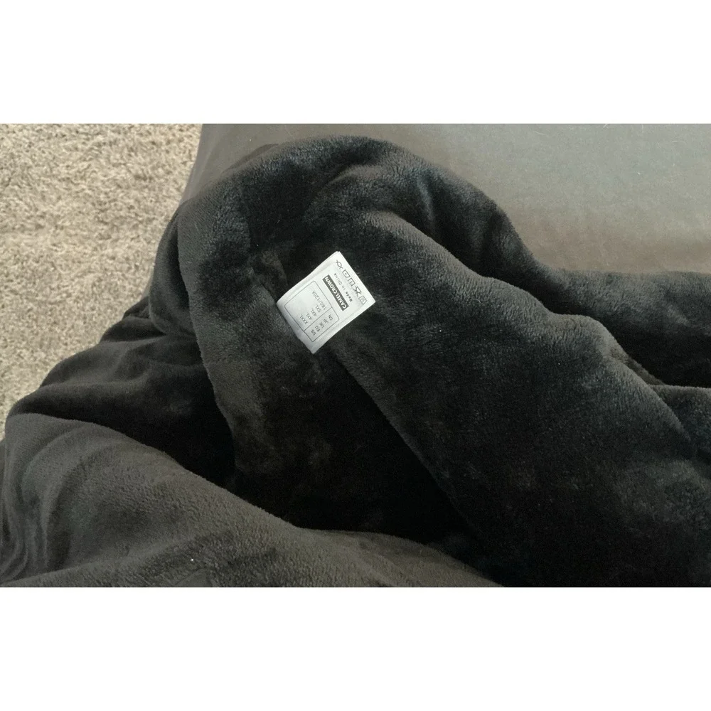 Camel Crown Black Fleece-Lined Zip Jacket Stand-Up Collar Size 2XL